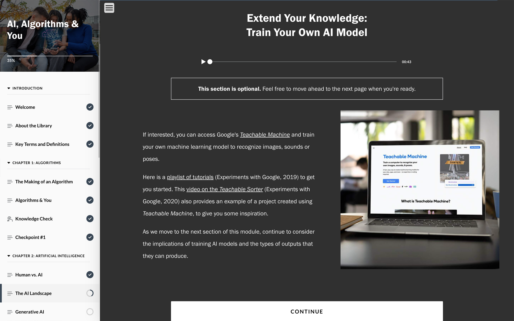 "Extend Your Knowledge: Train Your Own AI Model" screen